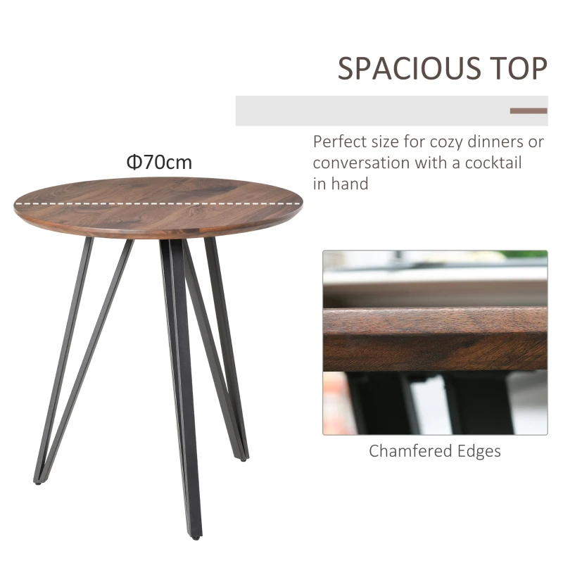 HOMCOM Masa de Bucatarie sau de Sufragerie in Stile Industriale Rotunda Φ70cm