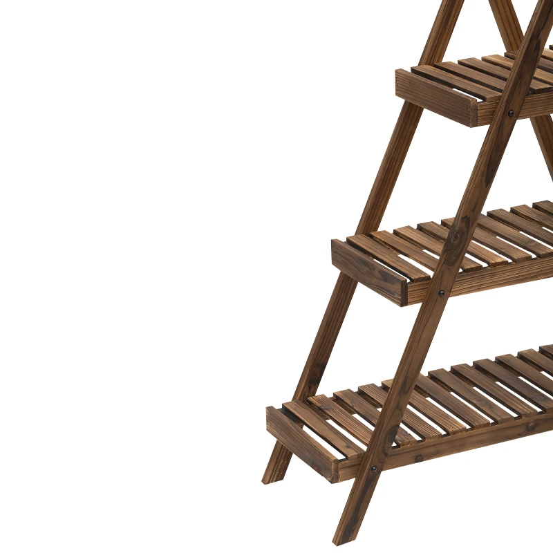 Outsunny scara ghiveci, lemn brad,  86x28x100cm maro