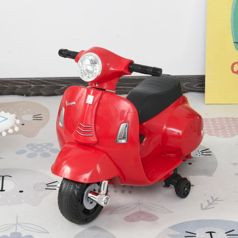 HOMCOM Motocicleta pentru Copii Brand Vespa 6V, Faruri si Claxon, 18-36 Luni(m-11)