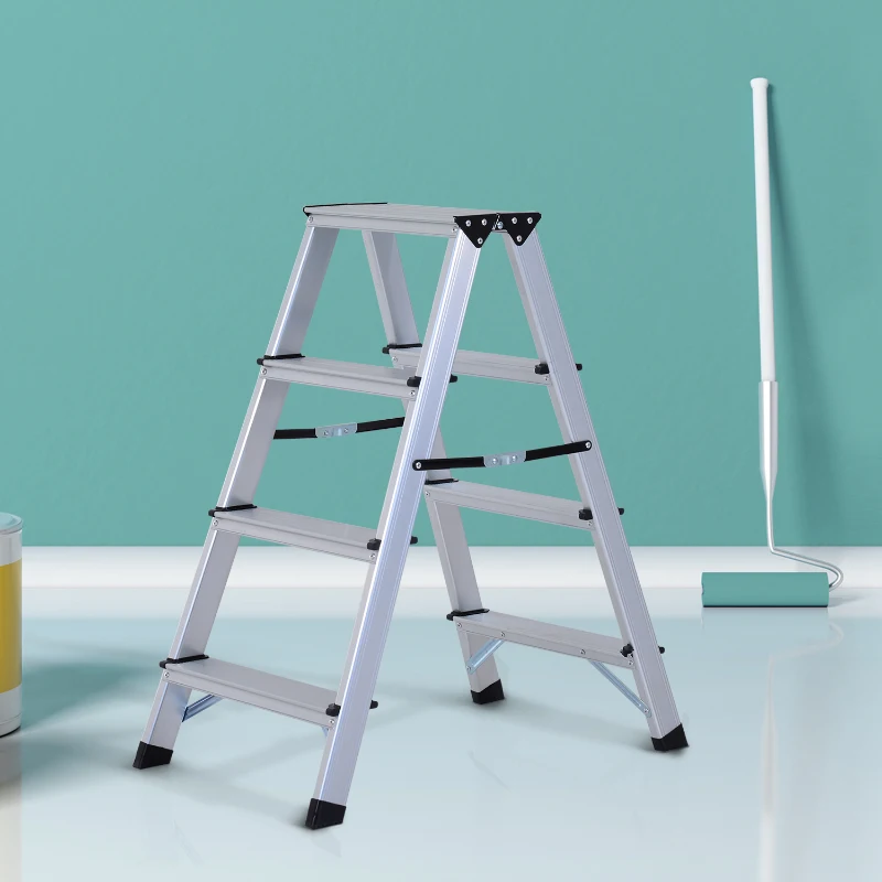 Homcom Scara Pliabila 4 Trepte din Aluminiu, Pliabila si Compacta, 81×42×72cm