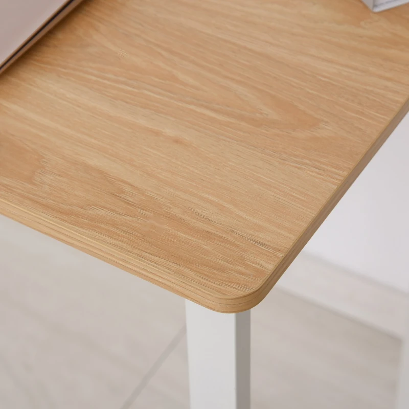 HOMCOM Birou cu blat reglabil pe colt pentru desen casa birou stejar alb