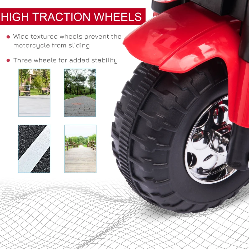 HOMCOM Motocicleta Electrica pentru Copii 3 Roti Lumini Sunete Baterie 6V Viteza 2km/h(m-7)