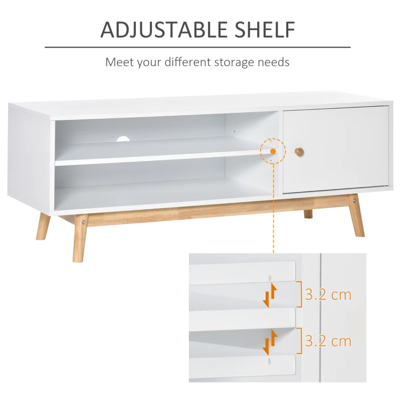 HOMCOM Mobilier TV Modern cu Dulapior si Compartimente cu Baza Ridicata TV pana la 50'' Alb