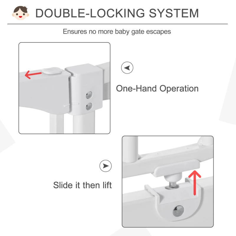 HOMCOM Poarta de Siguranta pentru Copii din Metal sub Presiune cu Blocare Dubla