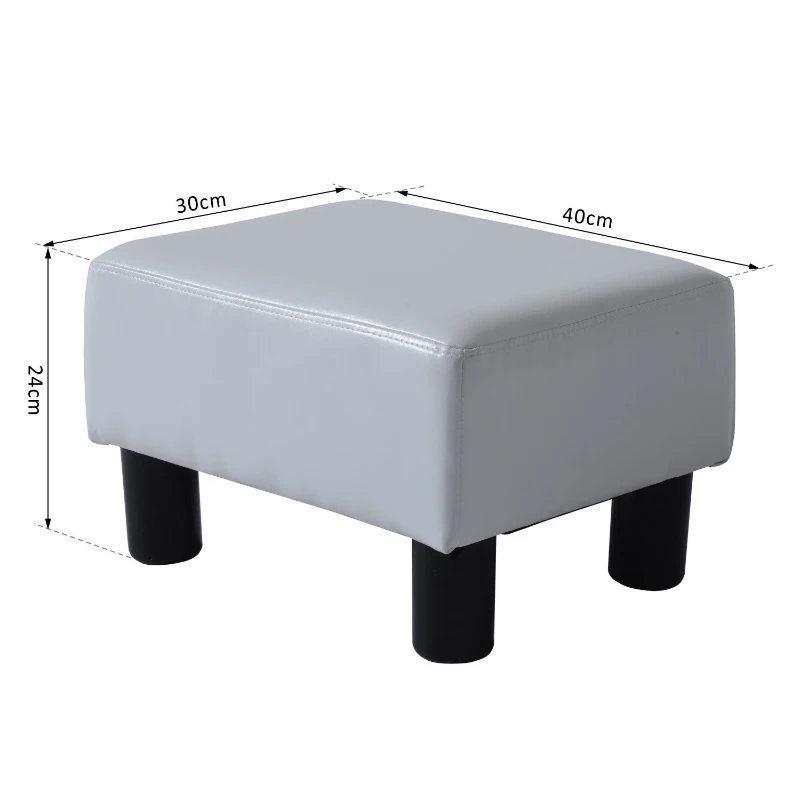 Taburet dreptunghiular HOMCOM captusit si imbracat in piele artificiala alba