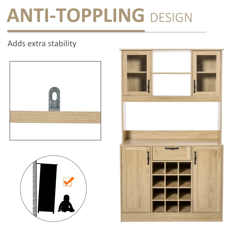 HOMCOM Mobilier Bucatarie cu Sertar 4 Dulapioare Polite si Suport din lemn pentru sticle