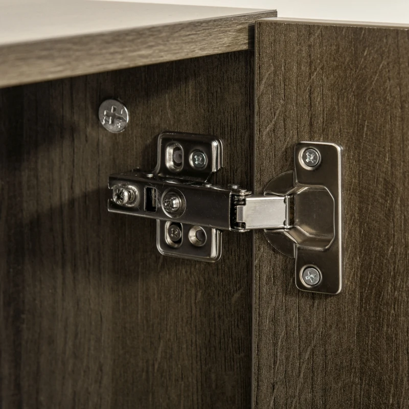HOMCOM Bufet Modern pentru Living sau Bucatarie, Dulap Multifunctional din Lemn si Metal cu 2 Sertare si Dulapior