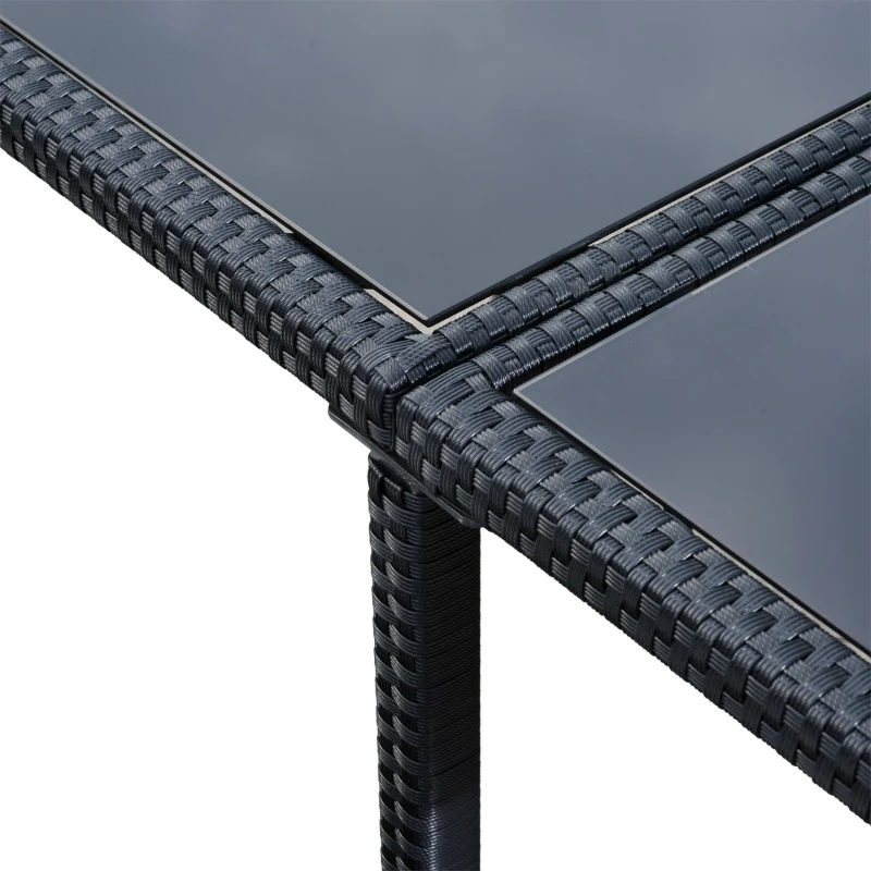 Outsunny Set Mobilier de Grădină cu Masă de Prânz, 4 Scaune și Perne, 109x109x72 cm, Negru