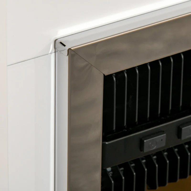 HOMCOM Semineu electric de sol cu efect flacara 79x26x77.5cm, alb si negru