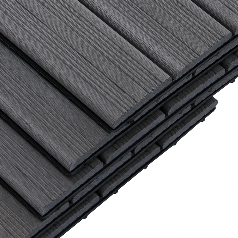 Outsunny, gresie exterior, set de 11 placi, 30x30x2.2 cm, gri