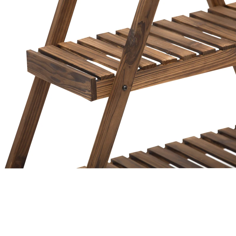 Outsunny scara ghiveci, lemn brad,  86x28x100cm maro