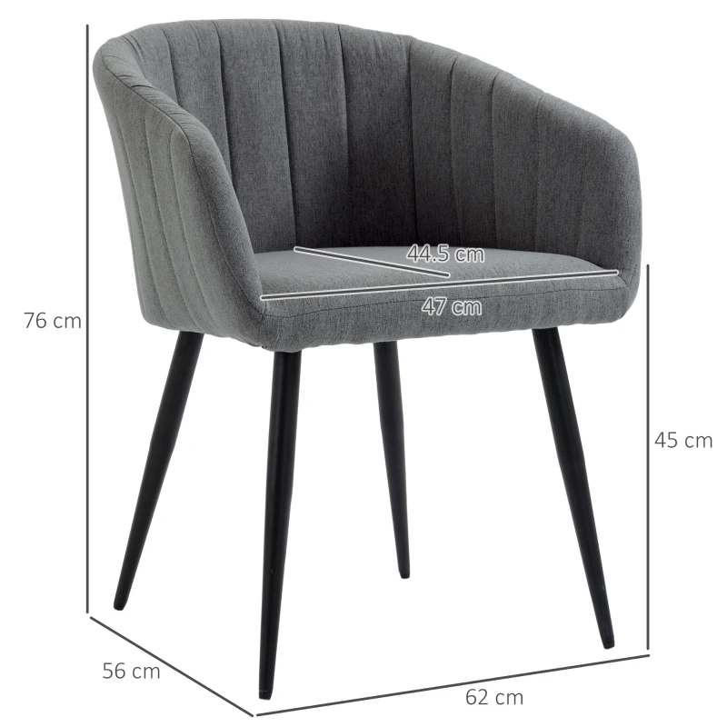 HOMCOM set 2 scaune capitonate, 62x56x76 cm, gri inchis