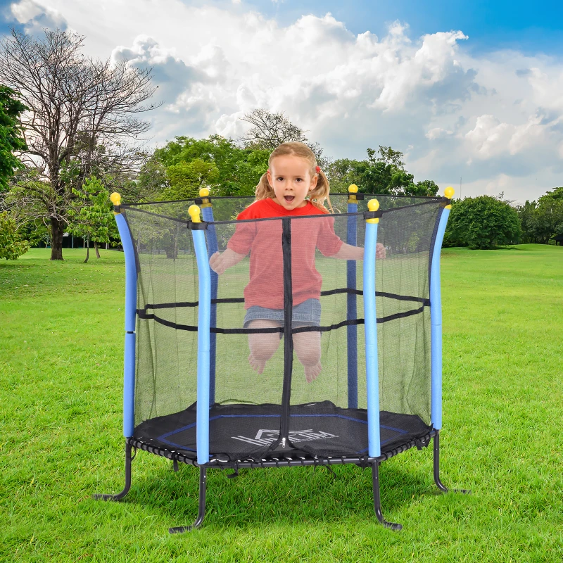 Homcom Trambulina cu Plasa de siguranta, Negru si Albastru, Φ 155 x 122.5 cm
