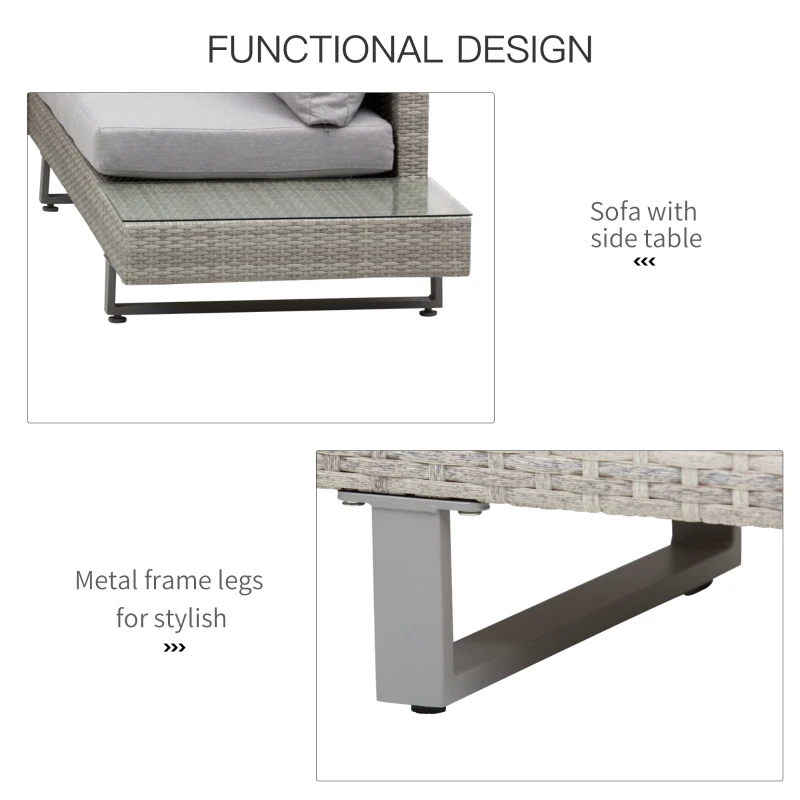 Outsunny Set Mobilier canapele si masuta pentru Gradina din Ratan Gri(m-6)