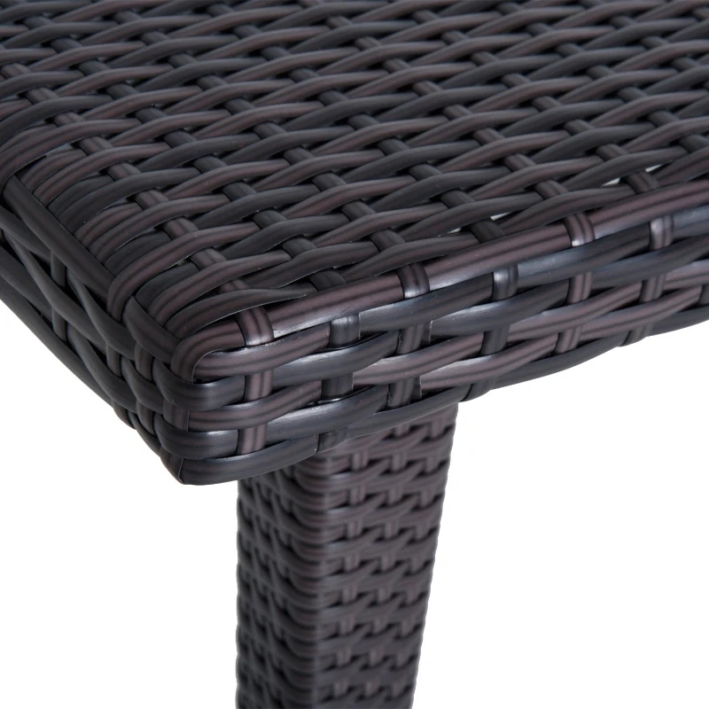 Outsunny Set Masa de Pranz si 6 Scaune Impletite cu Rattan Gradina Externa Maro