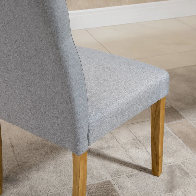 HOMCOM Set 2 Scaune Capitonate Spatar Înalt Picioare de Lemn Tapiţerie Ţesatura