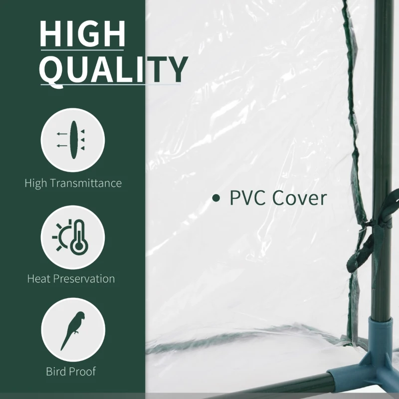 Outsunny Seră pentru Grădină tip Tunel din PVC Cadru din oțel Trasparentă, 200x100x80cm