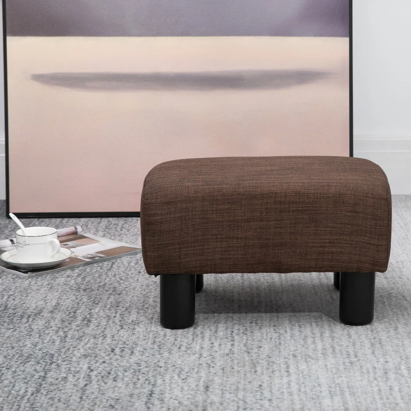 Homcom Pouf Taburet Captusit din Lemn Masiv Maro 40 x 30 x 24cm