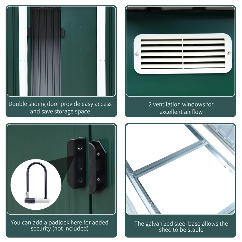 Outsunny Dulap pentru Ustensile de Grădină din lamieră de Oțel 255x133x182cm Verde