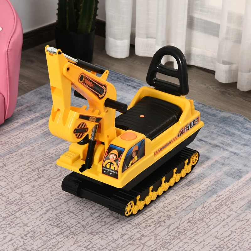 HOMCOM excavator de jucarie pentru copii, 78x24x58,5cm, galben