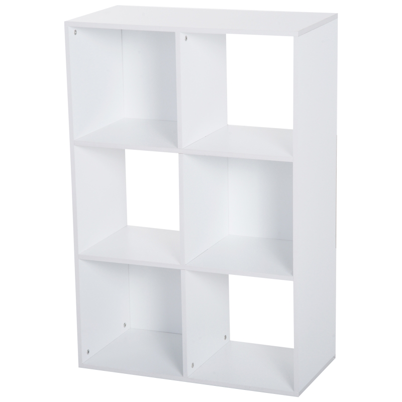 Homcom Biblioteca cu 6 Compartimente Cub Alba 91.5x29.5x61.5cm