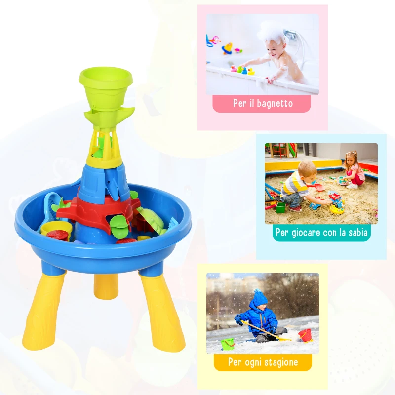 HOMCOM set jucarii cu 21 accesorii, 46x46x72cm, albastru