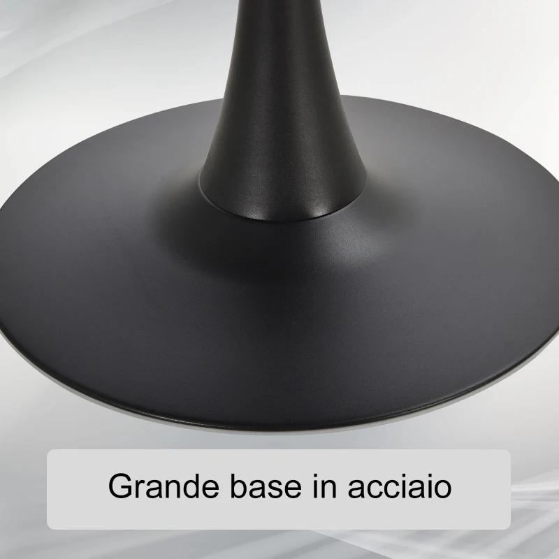 Homcom Masa de Cocktail Rotunda Minimal cu Baza din Meta Negru D70 x 73 cm