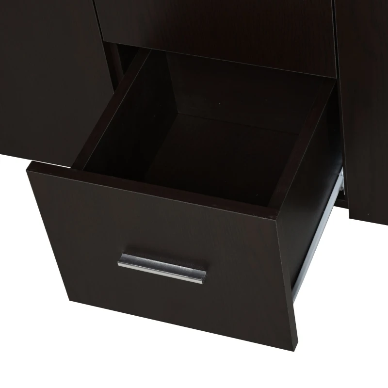 HOMCOM Dulap de perete cu 2 usi 3 sertare rafturi laterale din lemn maro