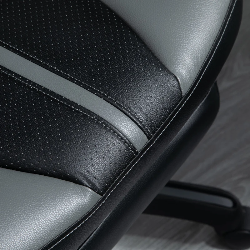 Vinsetto Scaun Birou Racing Tapitat cu Suport pentru picioare din Imitatie de piele Negru