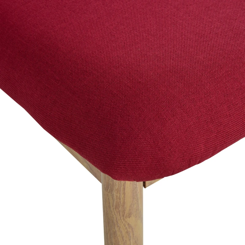 Homcom Set de 2 Scaune pentru Sufragerie Captusite Picioare din Metal Rosu