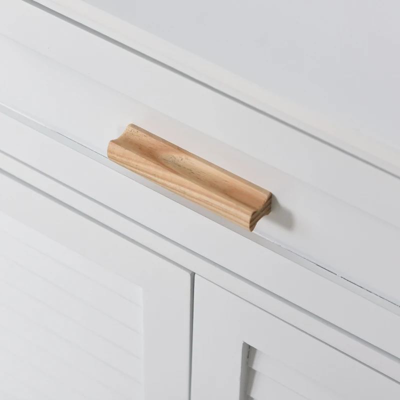 kleankin Dulăpior de Baie Multifuncțional cu Ușă Dublă Articulată și Sertar Organizator Îngust, 59x29x80 cm, Alb(m-8)