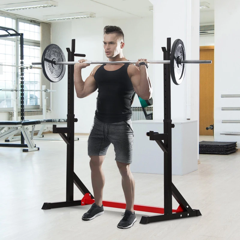 Homcom Schelet pentru Bara Haltera Inaltime Reglabila in Otel Negru 77-122 x 66 x103-163 cm