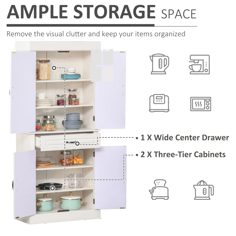 HOMCOM Dulap de Bucatarie cu 2 Sertare in stil colonial Ivoriu