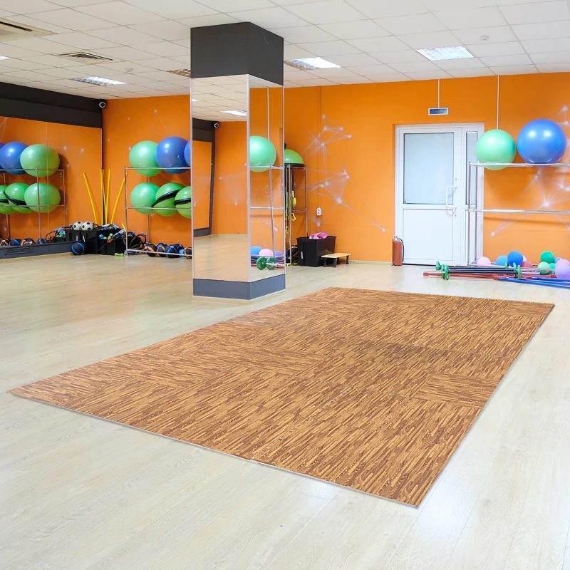 HOMCOM covor puzzle, efect de lemn, din EVA, 61.5x61.5cm