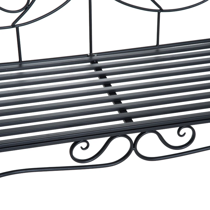Outsunny Banca pentru Gradina 2Locuri in Metal, 133x51.5x90cm, Negru