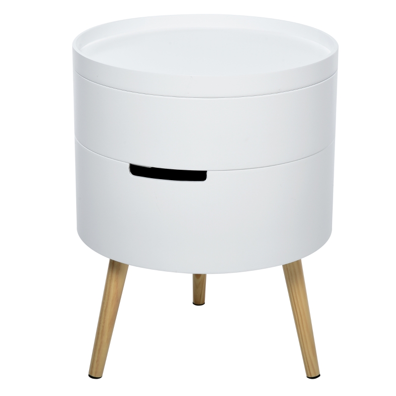 HOMCOM Masuta de Cafea rotunda 2 organizer centrali deschidere rotata din lemn
