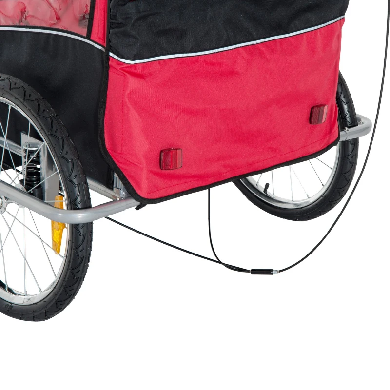 HOMCOM carucior tip remorca 2 in 1, pentru copii, rosu-negru