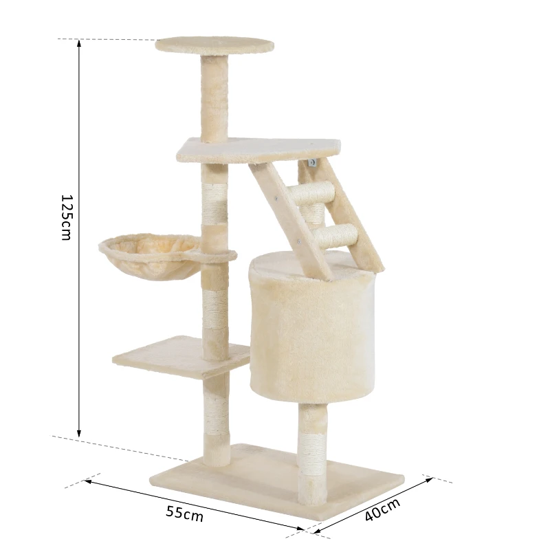 PawHut Copacel pentru Pisici cu Platforma, Bej, 55x40x125cm