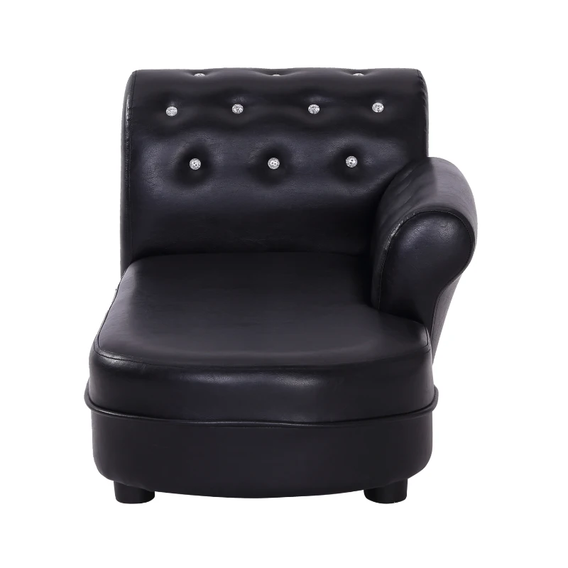 PawHut Canapele pentru caini Chaise Longue Canapea Tapitata pentru Animale, Negru, 82.5x45x41.5cm