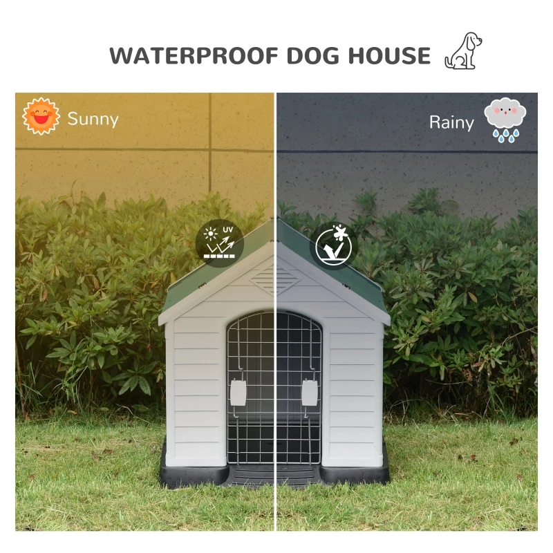 PawHut Cuşca pentru Caini de Talie Medie Exterior si Interior din Plastic Poarta Detasabila