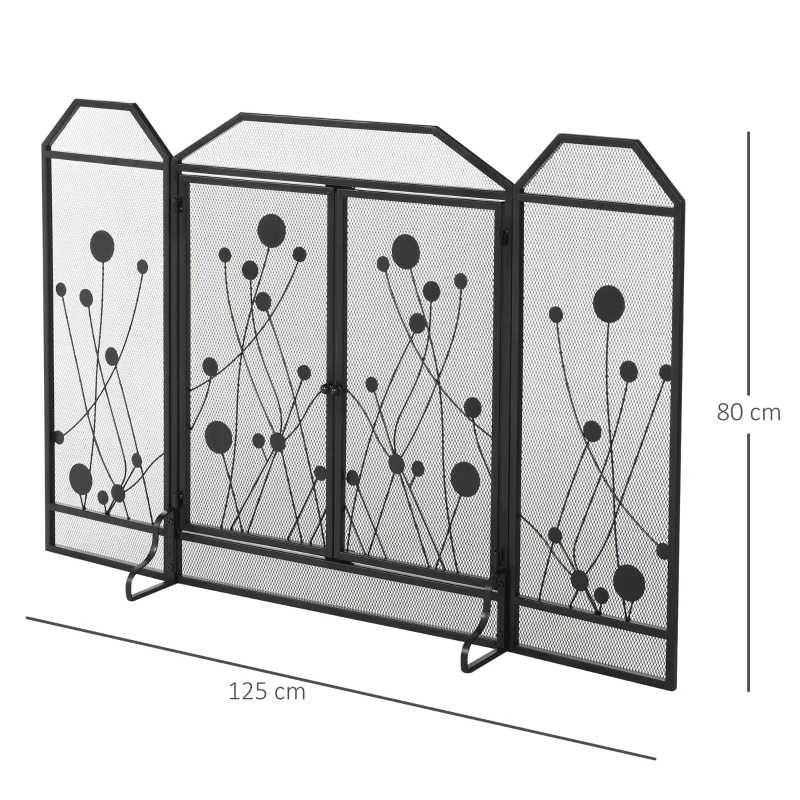 HOMCOM Paravan antiscantei pentru semineu, pliabil, usa magnetica 125 x 80cm