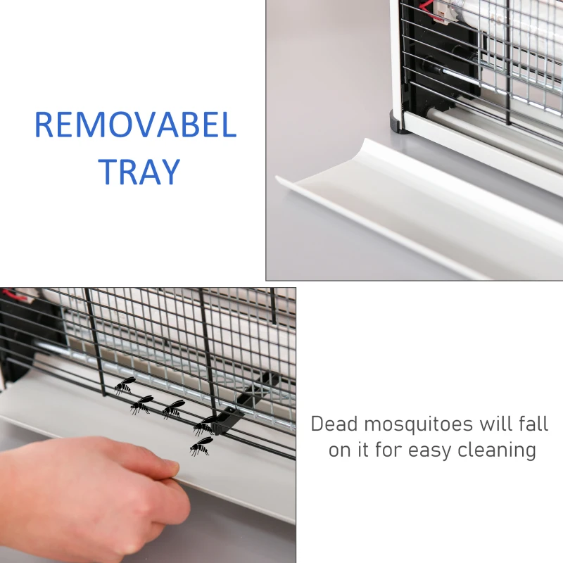 Outsunny Lampa pentru Insecte Electrica 20W pentru Exterior si Interior de 60m² Argintie