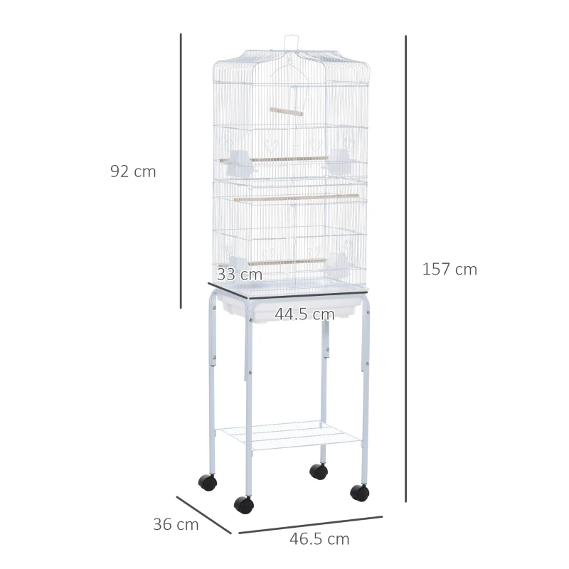 PawHut colivie pentru pasari, 46.5x36x157cm, alba