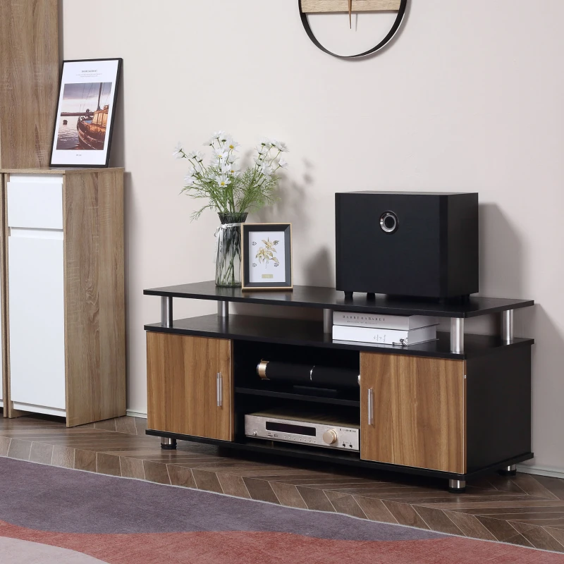 HOMCOM Comodă cu Suport TV cu Dulap și Etajere, Dulăpior pentru Salon și Sufragerie, 120x40x52.2 cm, Negru
