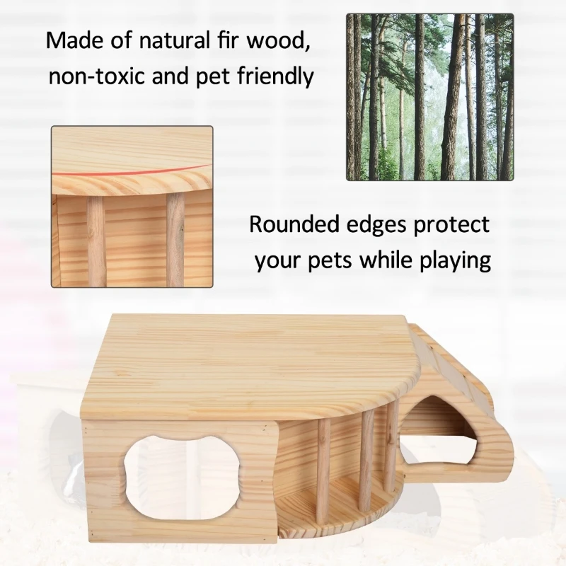 PawHut Casuta pentru Rozatoare si Animale mici 60x37x19.7cm Lemn