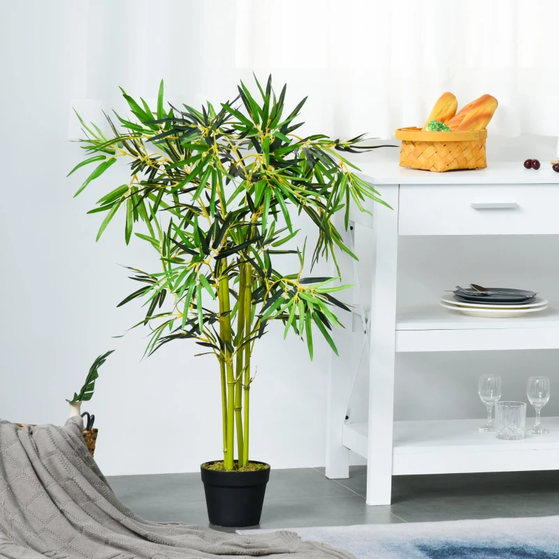 Outsunny Planta Artificiala de Bambus cu Ghiveci Inclus pentru Interior si Exterior 120cm