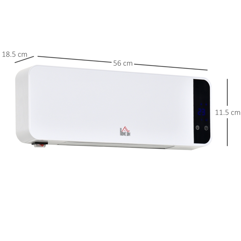 HOMCOM Soba Electrica de Perete Temperatura Reglabila 1000W / 2000W Alb