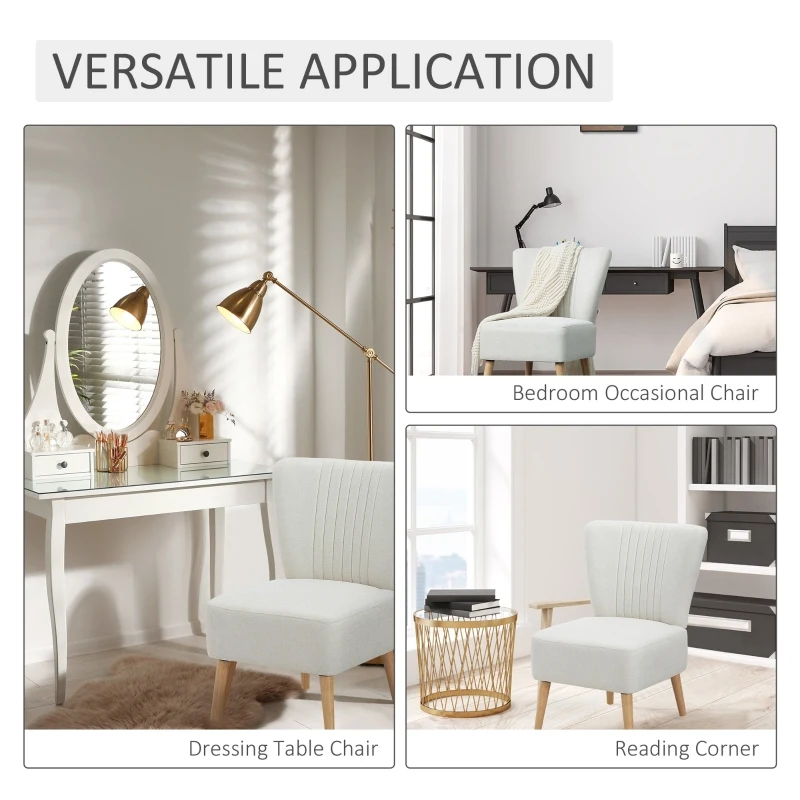 HOMCOM Fotoliu tapitat pentru Sufragerie si Sala in Stil Nordic, Fotoliu de Camera din Tesatura si Picioare din Lemn - Alb