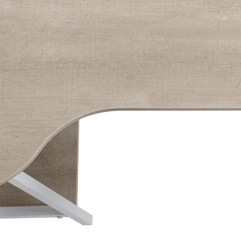 HOMCOM Masa de Birou din Lemn 2 Rafturi Design Curbat Cadru din Metal Alb