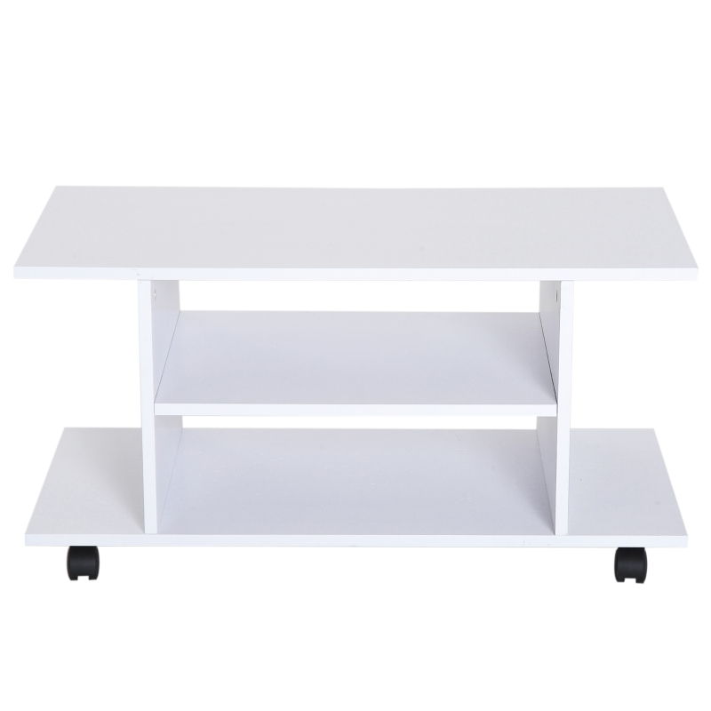 HOMCOM, comoda TV din lemn cu roti, 80x40x40cm, alb